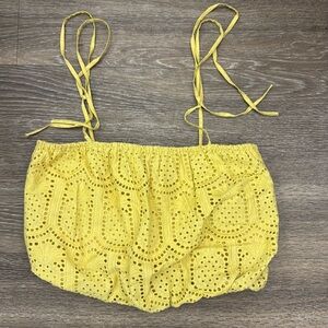 Greylin yellow bubble hem tank top